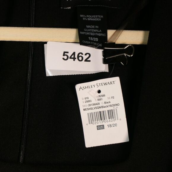 NEW Ashley Stewart Midi Dress Womens Size 18 20 Black Stretch Sheer Sleeves Boho - Picture 3 of 7